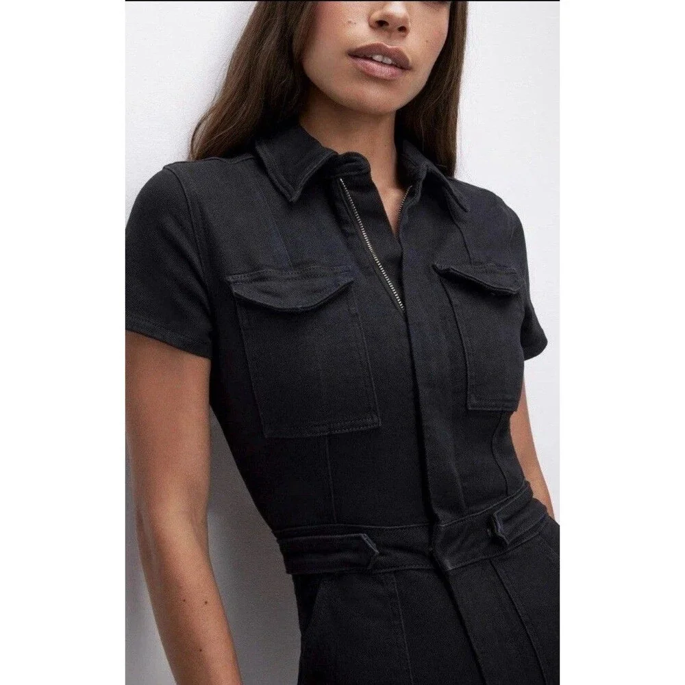 Good American‎ Black Fit for Success Bootcut Jumpsuit Medium NWT $199 MSRP
